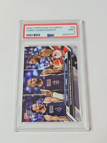 Curry LeBron James Durant #26 2024 Topps Now Olympics Card Basketball PSA 9