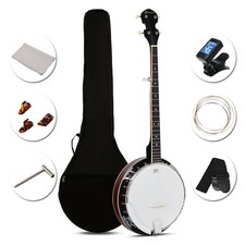 5 String Geared Tunable Banjo 24 Brackets Closed Back Remo Head with Case