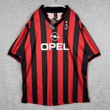 AC Milan 1996 Score Draw Retro Home Football Soccer Jersey Shirt Men's Size 2XL