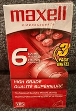 Maxwell High Grade 6 Hour T-120 Blank VHS Sealed Tapes Hi-Fi VCR Lot of 3 READ