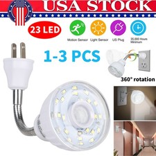LED Motion-Activated Sensor Night Light Indoor AC Outlet Plug-In Wall Stair Lamp