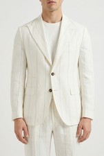 BRUNELLO CUCINELLI MEN'S OFF WHITE LINEN TAILORED SUIT MSRP 5720