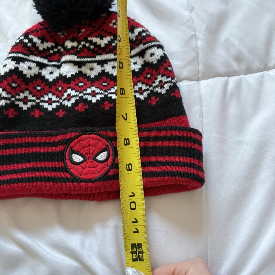 Gorro Spiderman Marvel Juvenil Adulto Cómic Invierno Tejido Sombrero Rojo Negro Foto 3 de 4