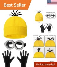Versatile Yellow Beanie, Goggles Gloves Set for Last-Minute Halloween Costumes