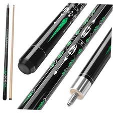 Pool Cue, 58" Billiard Cue Stick 2-Piece Maple Wood Pool Cue Stick Green 20oz
