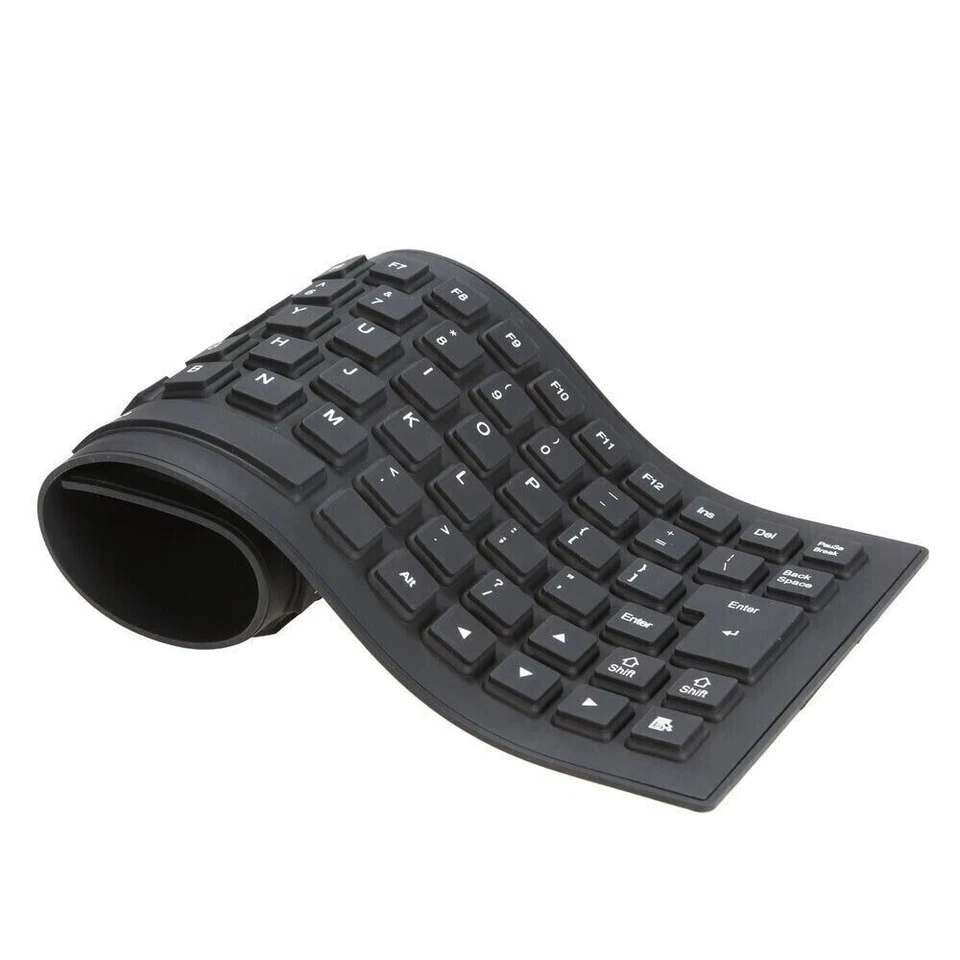 Waterproof Silicone Keyboard Foldable Flexible USB Dustproof DirtProof Full Size - Image 4 of 4