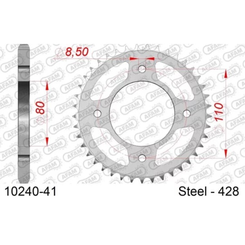 Pignon acier AFAM 10240 pas 428 transmission moto 14 dents
