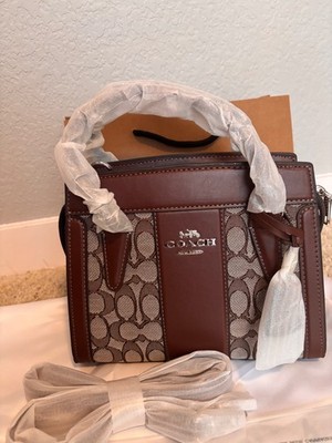 NWOT Coach CT766 Andrea Carryall Bag In Signature Jacquard Oak Maple