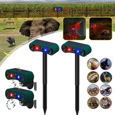 2PACKS Solar Motion Sensor Alarm Emits Loud Dog Barking & Gunshot Sound 2*130db