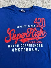 Men's T Shirt SuperHigh 420 Amsterdam Coffee Shop Blue  XXL