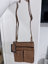Brown Shoulder Bag with Silver Hardware Adjustable Strap Multiple Compartments