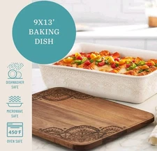 Pioneer Woman ~ VINTAGE LACE ~ LINEN ~ 9 x 13 Rectangular ~ Ceramic Baker w/Lid