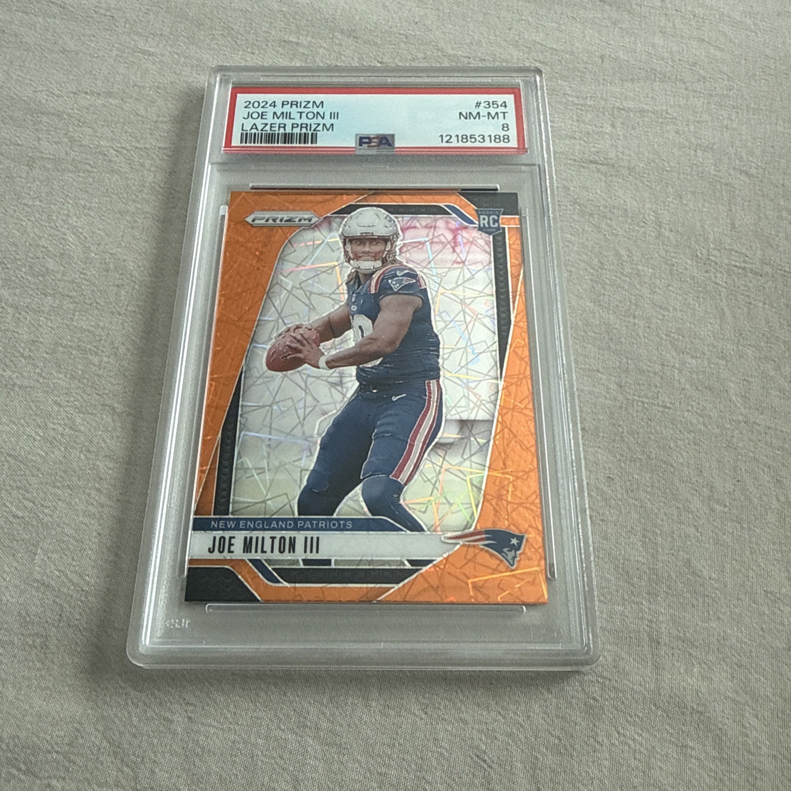 2024 Orange Lazer Prizm Joe Milton III RC #354 PSA 9
