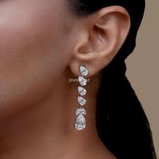 10.00 Ct Pear Cut Lab Grown/CVD Diamond Women's Drop Dengle Wedding  Earrings 14