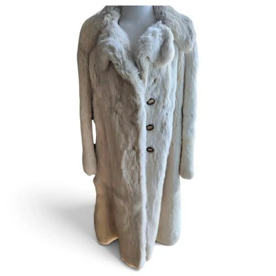 Yves Saint Laurent Vintage Mantel Kaninchen Fell weiß, FR38
