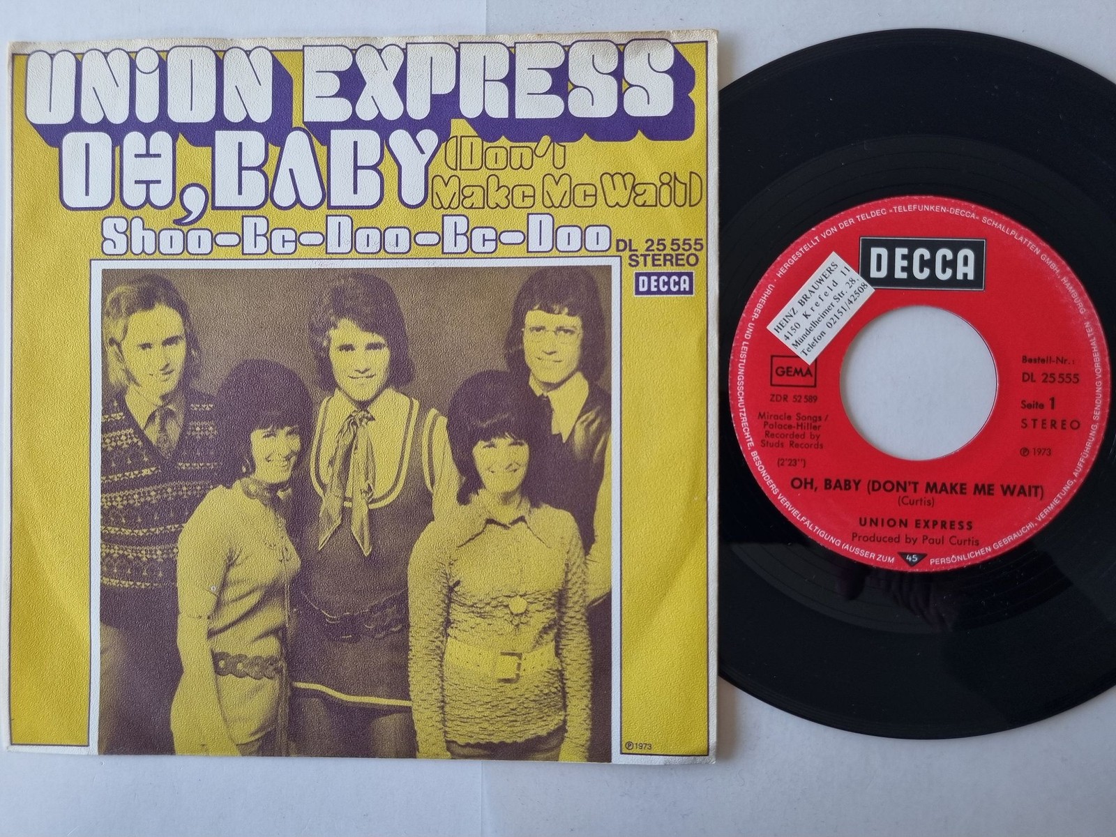 Union Express - Oh, Baby (Don't Make Me Wait) 7'' Vinyl Germany