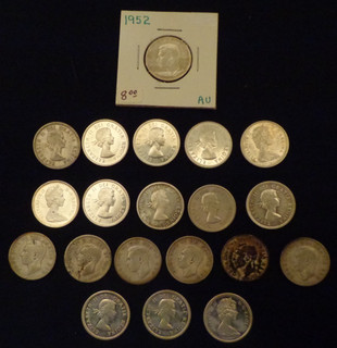 Lot of 20 1940 1965 Canada Quarters 80% Silver Coins Approx 3 Troy Ounces Silver