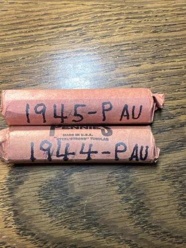 2-rolls 1944-p 1945-p AU Wheat Pennies $16.95 $4.20 Shipping.