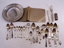 Antique Sterling Silver Plate Souvenir Spoon Collection Set Scrap 842.8 grams