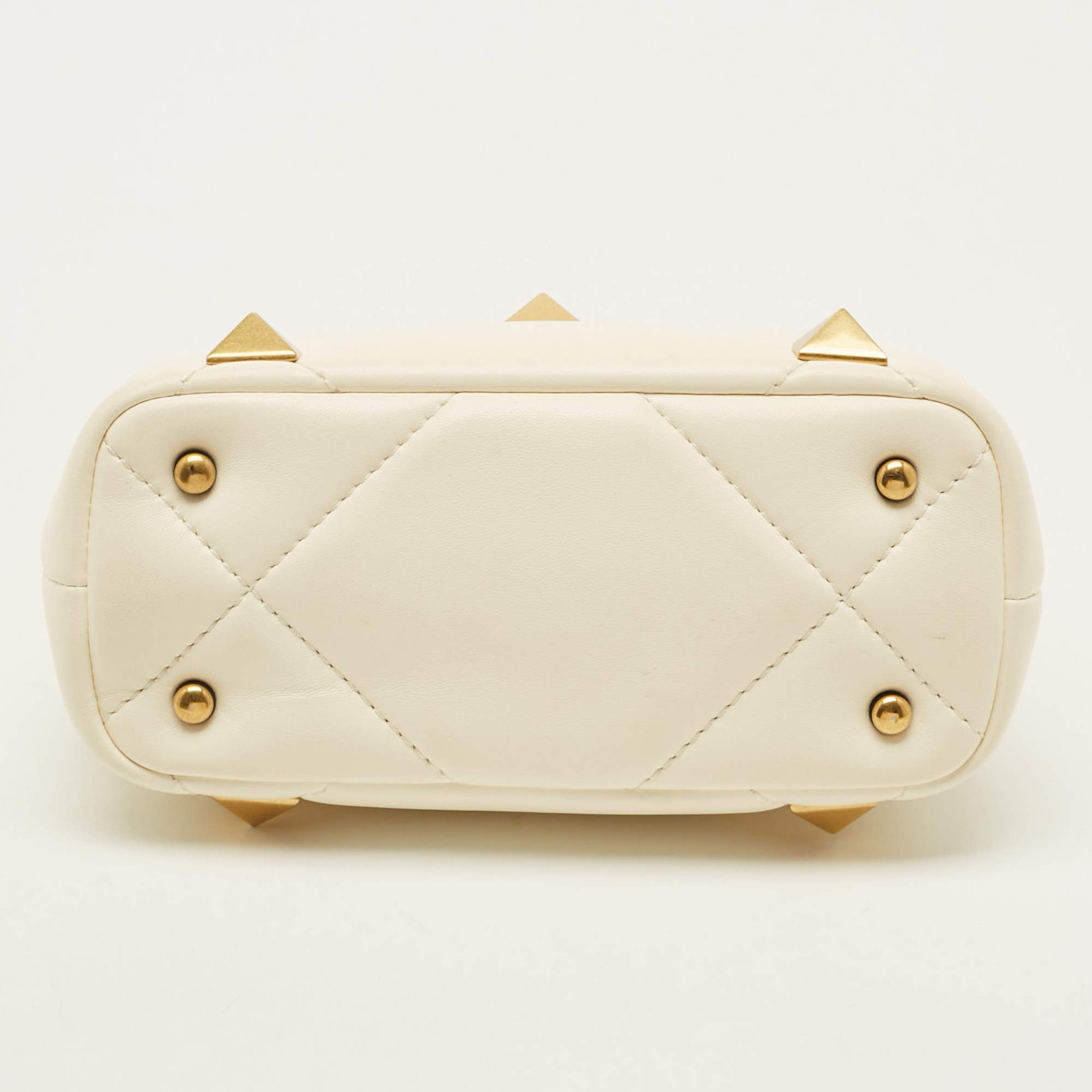 Valentino Roman Stud Small Off White Quilted Leather Top Handle Bag thumbnail 6