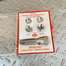 KD K-D Tools Cylinder head re-threader kit for 14 mm spark plugs w/instructions