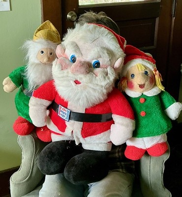 HUGE! 3 Pepsi Store Display Santa Claus & Elf Plush Animal Fair Inc 1970s Vtg