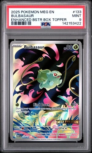 2025 POKEMON MEG EN-MEGA EVOLUTION ENHANCED BOOSTER BOX TOPPER BULBASAUR PSA 9
