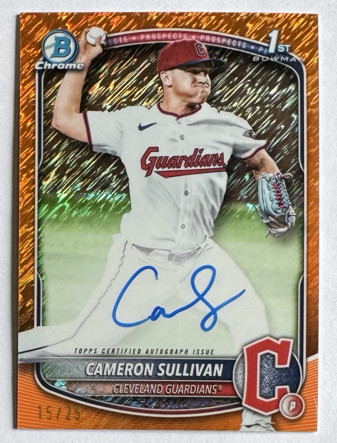 2025 Bowman Chrome 1st CAMERON SULLIVAN Orange Shimmer Auto /25 GUARDIANS CPA-CS