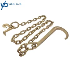 5/16x6 FT 15" Axle J Hook Tow Rollback Wrecker Recovery Chain G70 High Quality