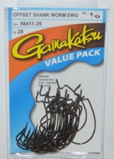 gamakatsu 1/0 offset ewg shank worm tube senko hook 25 pr value pack 58411-25