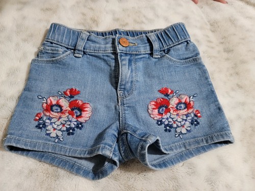 GAP KIDS Girl's Short Pants SZ 5 Blue Denim Embroidered - Picture 2 of 5