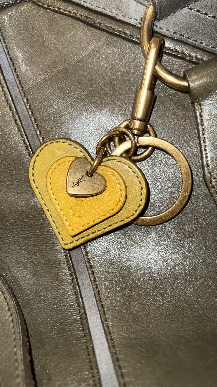 YSL Yves Saint Laurent Borsa a mano grande in pelle musa verde oliva autentica