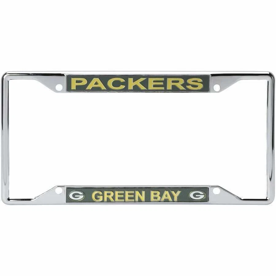 NUEVO-Rico GREEN BAY PACKERS Marcos de matrícula de metal cromado brillante paquete de 2 Foto 2 de 4