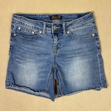 Seven7 Denim Shorts Womens 4 Mid Rise Stretch Straight Leg Regular Fit Blue
