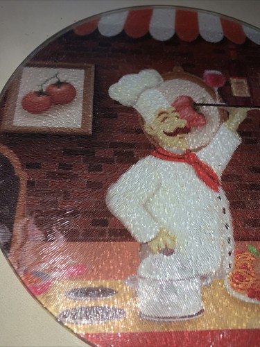 CHEF BOYARDEE Amore Wine Tomato Pizza Pie Cutting Board Glass Plate 8” ❤️tw11j - Picture 9 of 10