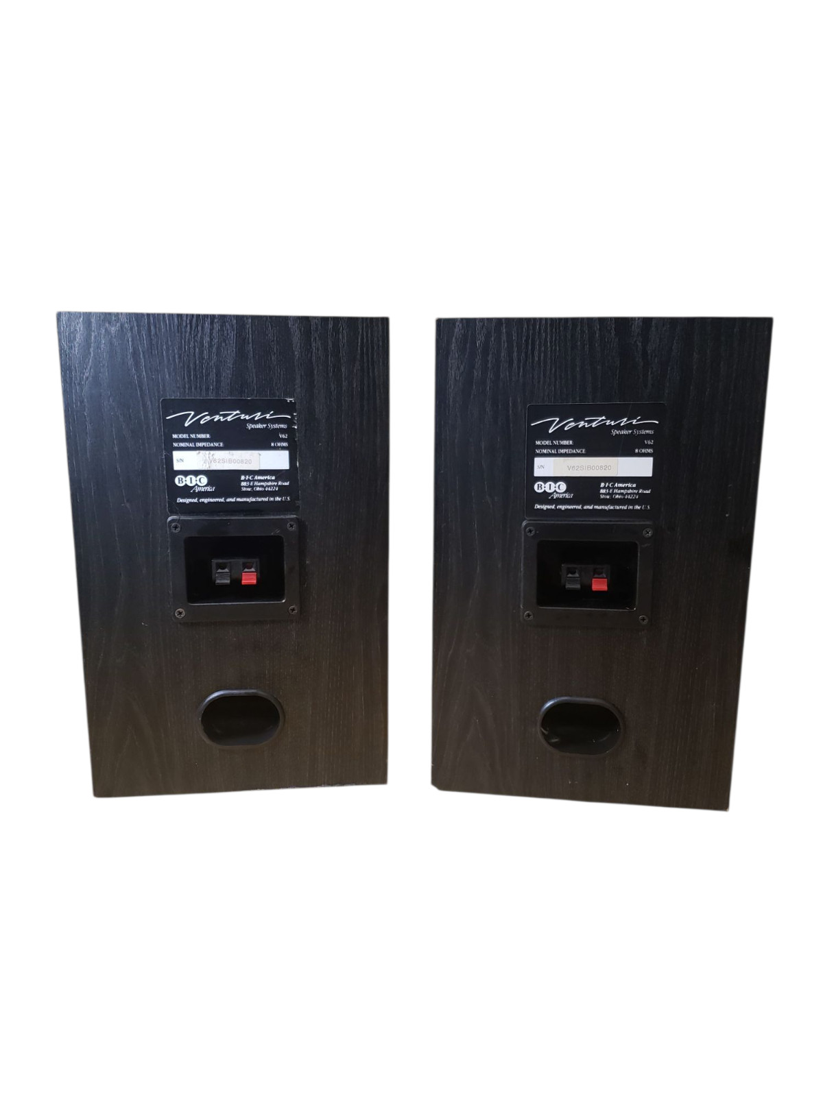 Vintage Pair of BIC America Venturi V62 Bookshelf Speakers Made in the USA