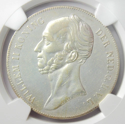 1841 Netherlands 2 1/2 Gulden Coin 2.5G - Certified NGC AU Details - Rare!