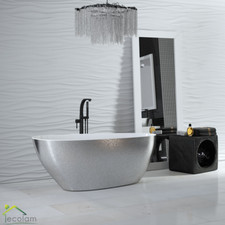 Freistehende Badewanne Wanne 160x70 cm Mineralguss glamour Luxus silbern Design