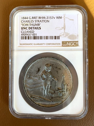 1844 CHARLES STRATTON ' TOM THUMB ' BHM-2157V NGC UNC DETAILS