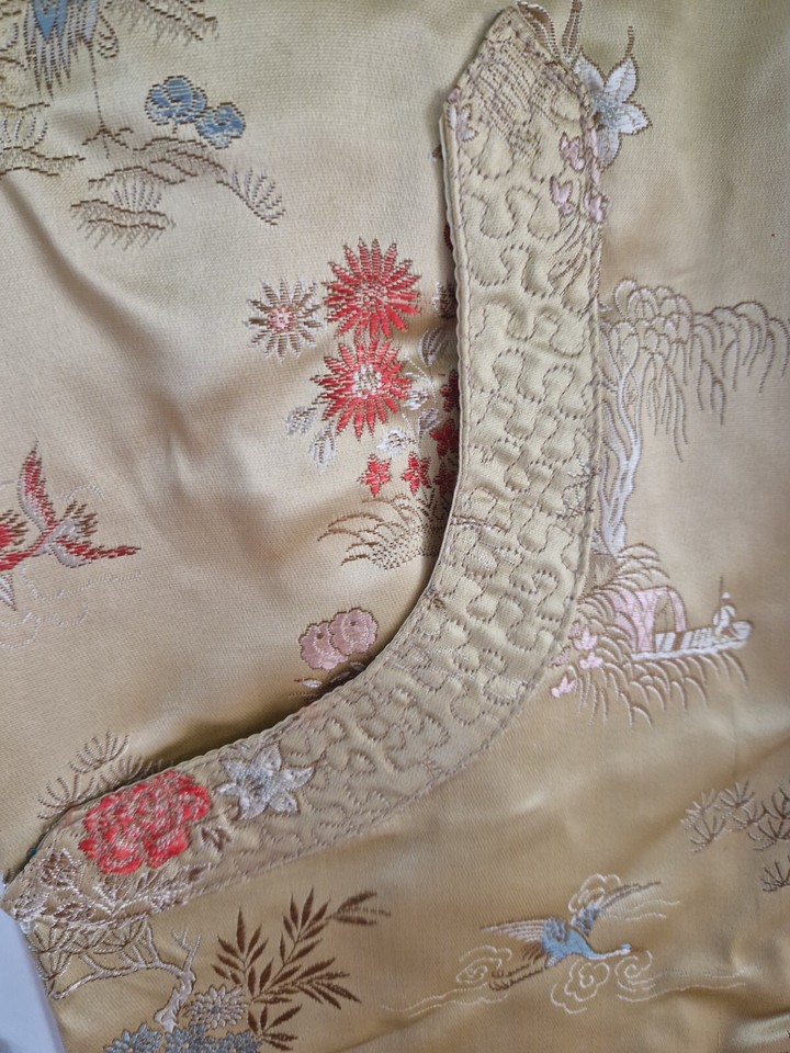Ladies Chinese Gold Satin Long Coat Or Robe Size L / 12 eBay