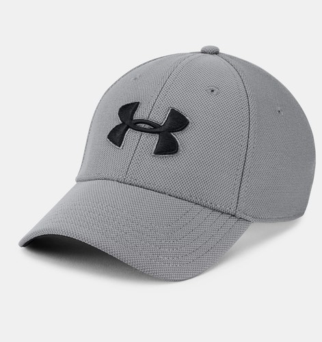 UNDER ARMOUR UA Blitzing 3 Stretch Fit Logo-Embroidered Cap Hat M/L Gry/Blk NWT! - Afbeelding 2 van 20