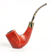 Handmade Briar Pipe Cumberland Curved Stem Tobacco Smoking Pipe Wood Sitter Pipe