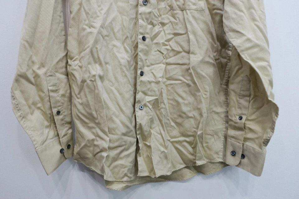 Camisa de vestir de algodón con botones manga larga lisa tostada Roberto Villini para hombre 15,5 Foto 4 de 4