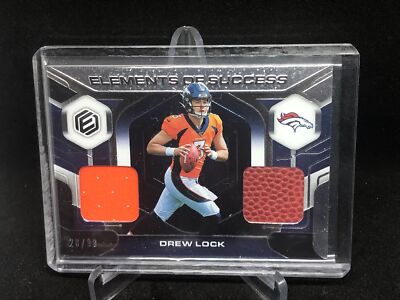 DREW LOCK 2019 PANINI ELEMENTS OF SUCCESS JERSEY BALL PATCH DUAL RC #D 28/99