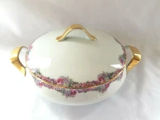 Vintage Porcelain Round Covered Casserole Dish Union T Czechoslovakia