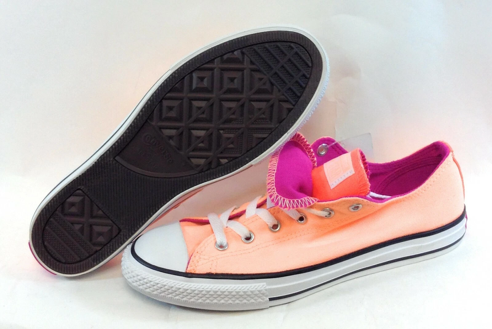 Scarpe da ginnastica arancioni ragazze junior giovani Converse doppia lingua bue 656083F