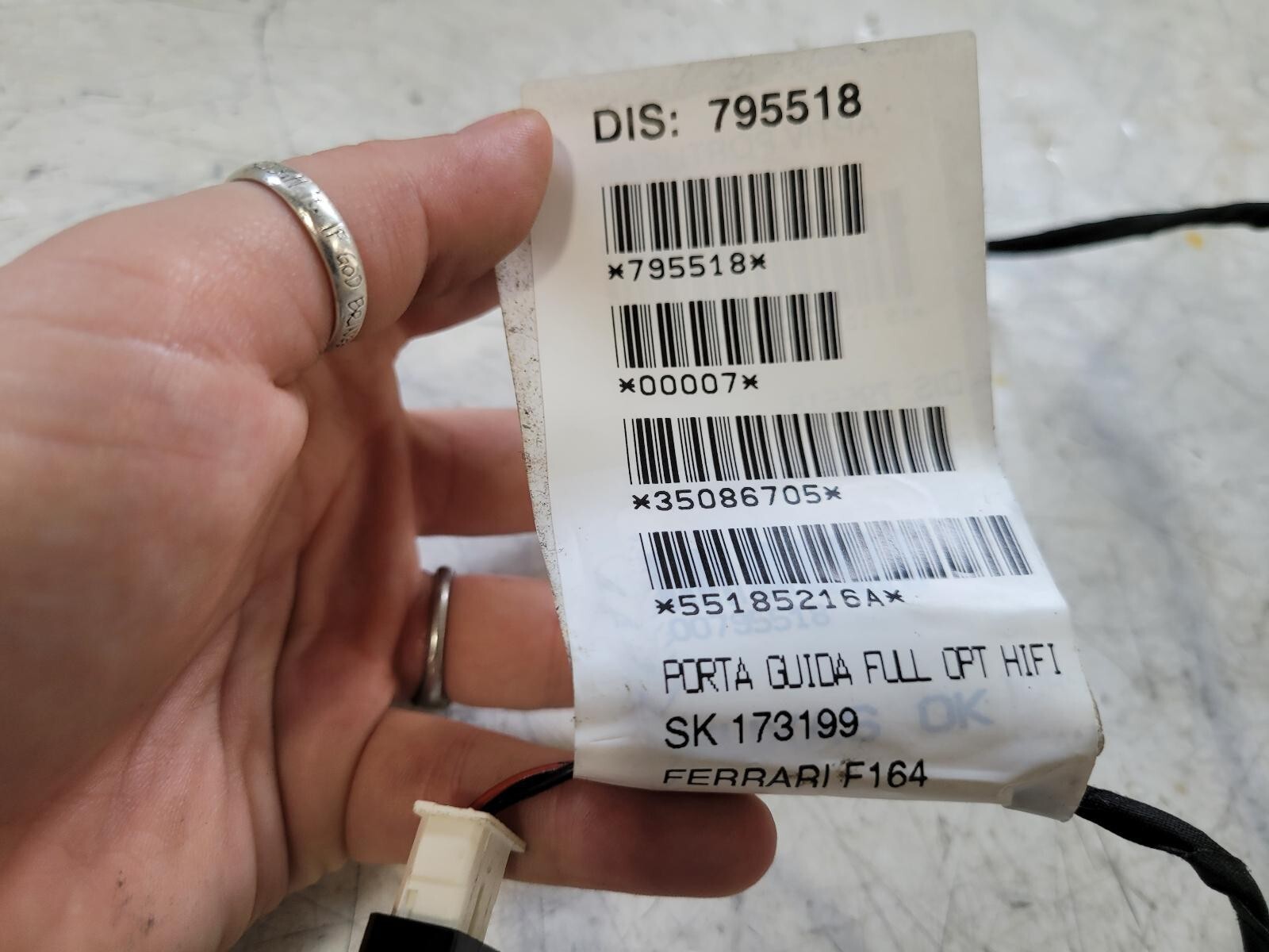 2017-2020 Ferrari Portofino OEM LEFT DRIVER DOOR WIRING HARNESS; PART# 795518