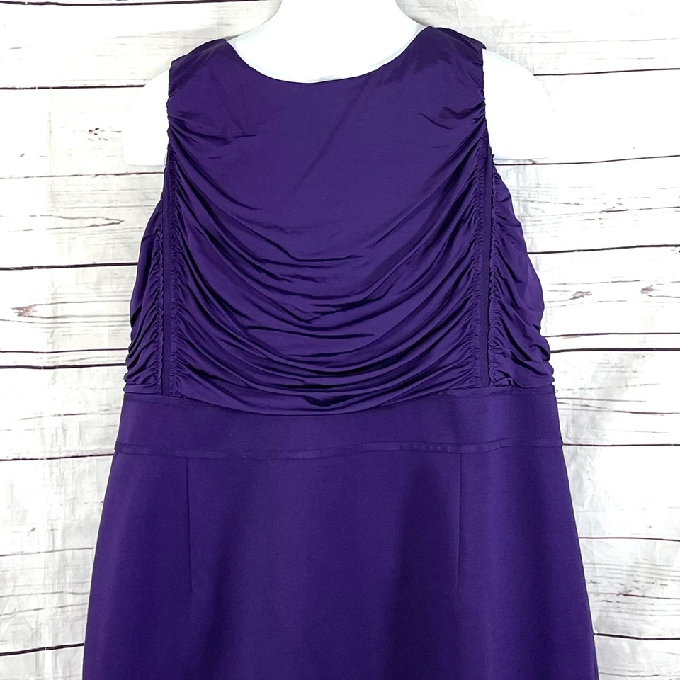 Tahari Asl платье женщин размер 16 без рукавов круглый вырез собранными в Рюш фиолетовый новый с Ярлыками - Изображение 2 из 4