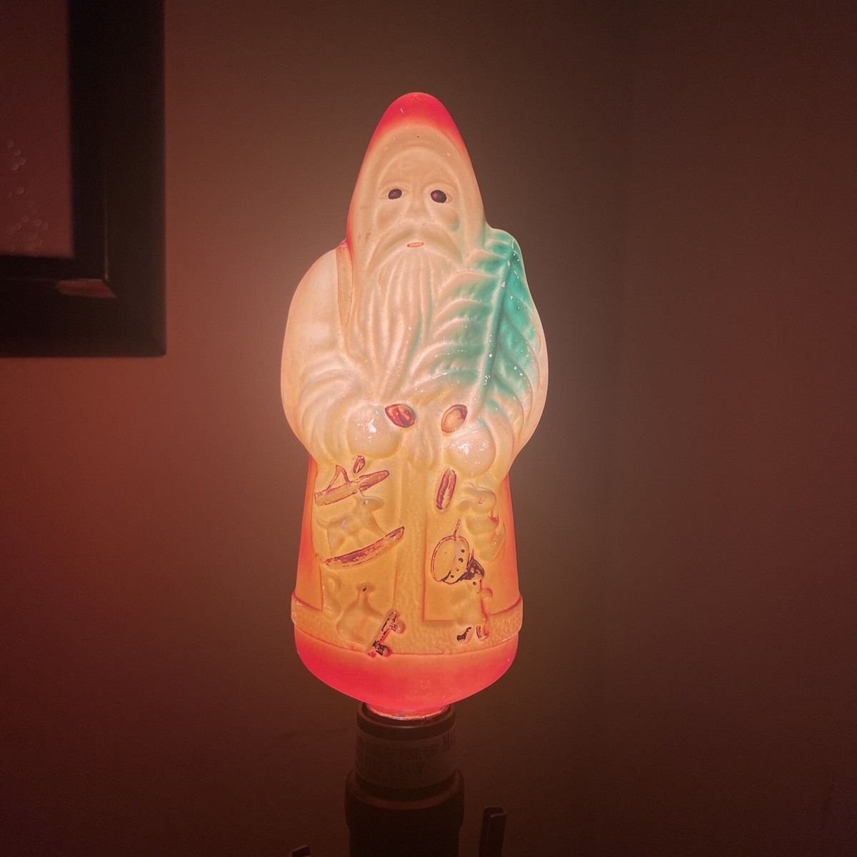 Antique 1930's Large Figural Santa Claus Christmas Light Bulb & It