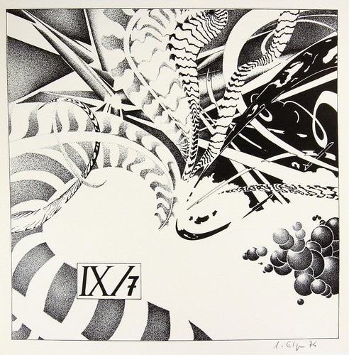 Gabriele Elger 1943 Kamen / composition / IXI7 / graphic, autographed / 1974